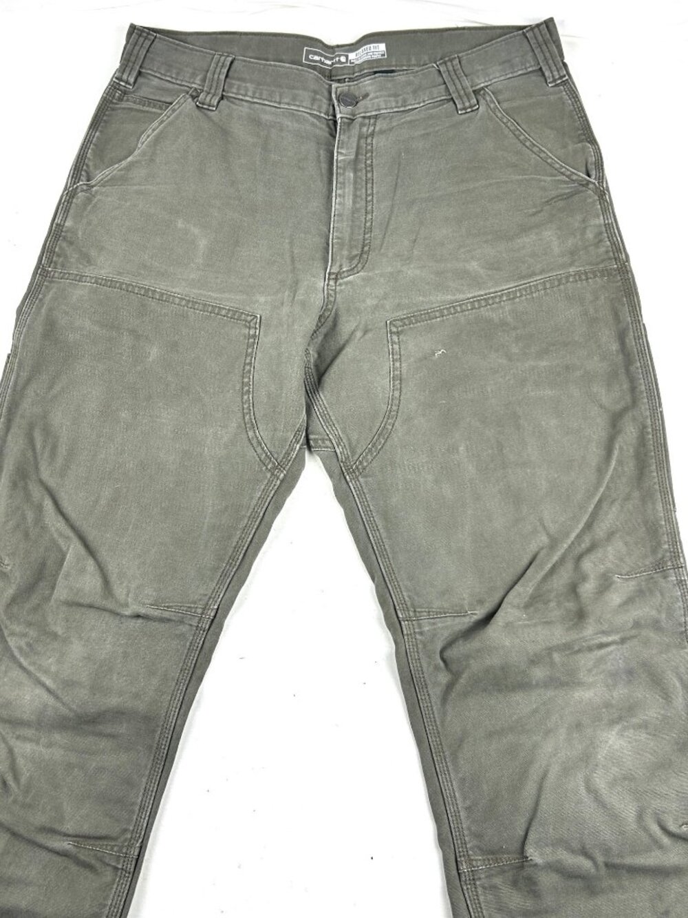 Carhartt Work Pants Mens 34x36 Olive Canvas Double Front Rugged Flex